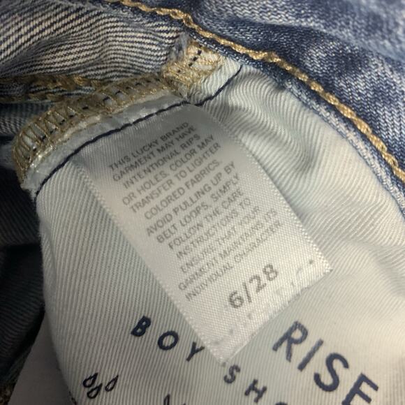 Lucky Shorts Women 6/28 Denim Mid-rise Boy Cut-Off Raw Edge Distressed Blue Jean - Picture 7 of 11